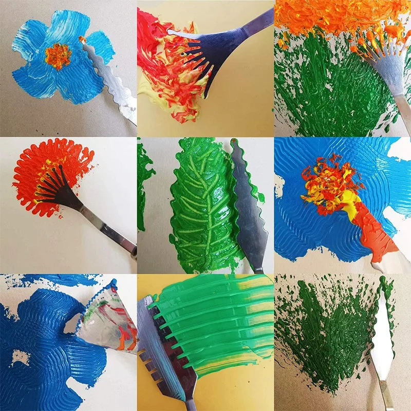 

Palette Knife 14 Pieces Stainless Steel Spatula Painting Supplies with Wood Handle for Oil Painting