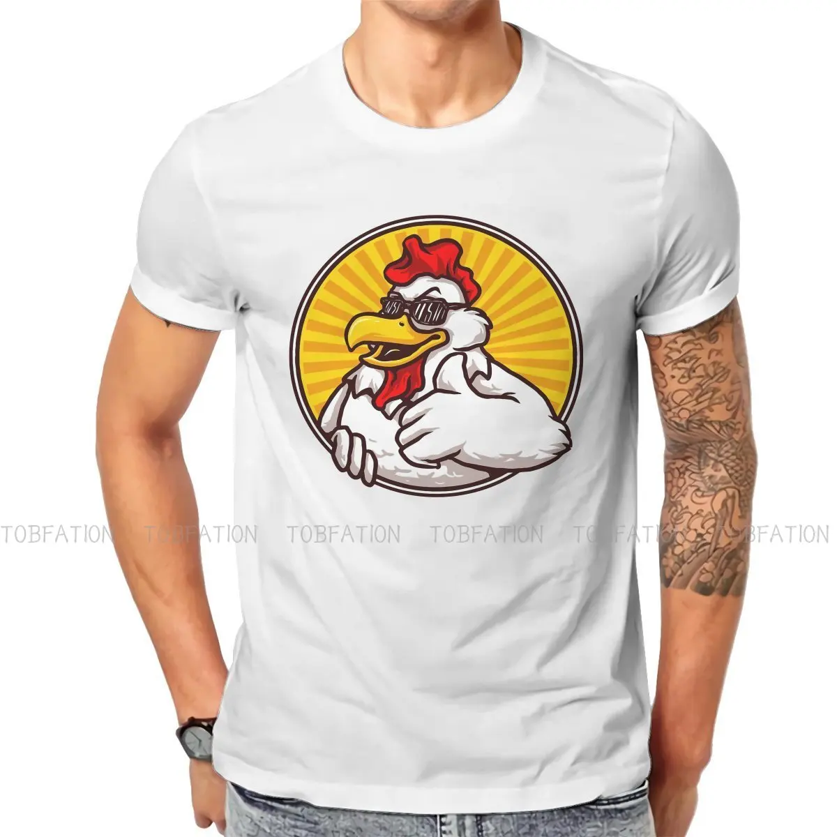 

Cool Chicken Funny Clever Chase TShirt for Men Mascot Classic Basic Leisure Sweatshirts T Shirt Novelty New Design Loose