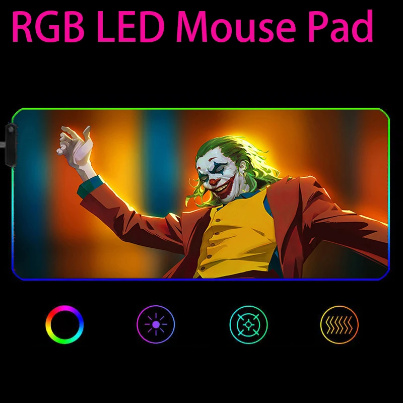 

Игровые аксессуары Joker RGB, коврик для мыши со светодиодсветильник кой, компьютерный коврик для мыши 90X4 0 XL, игровой Настольный коврик, несколь...