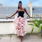 Шикарные платья для выпускного в стиле хиппи без бретелек для женщин, уникальное платье для выпусквечерние вечера с 3D оборками и цветами для девочек, африканские коктейльные платья