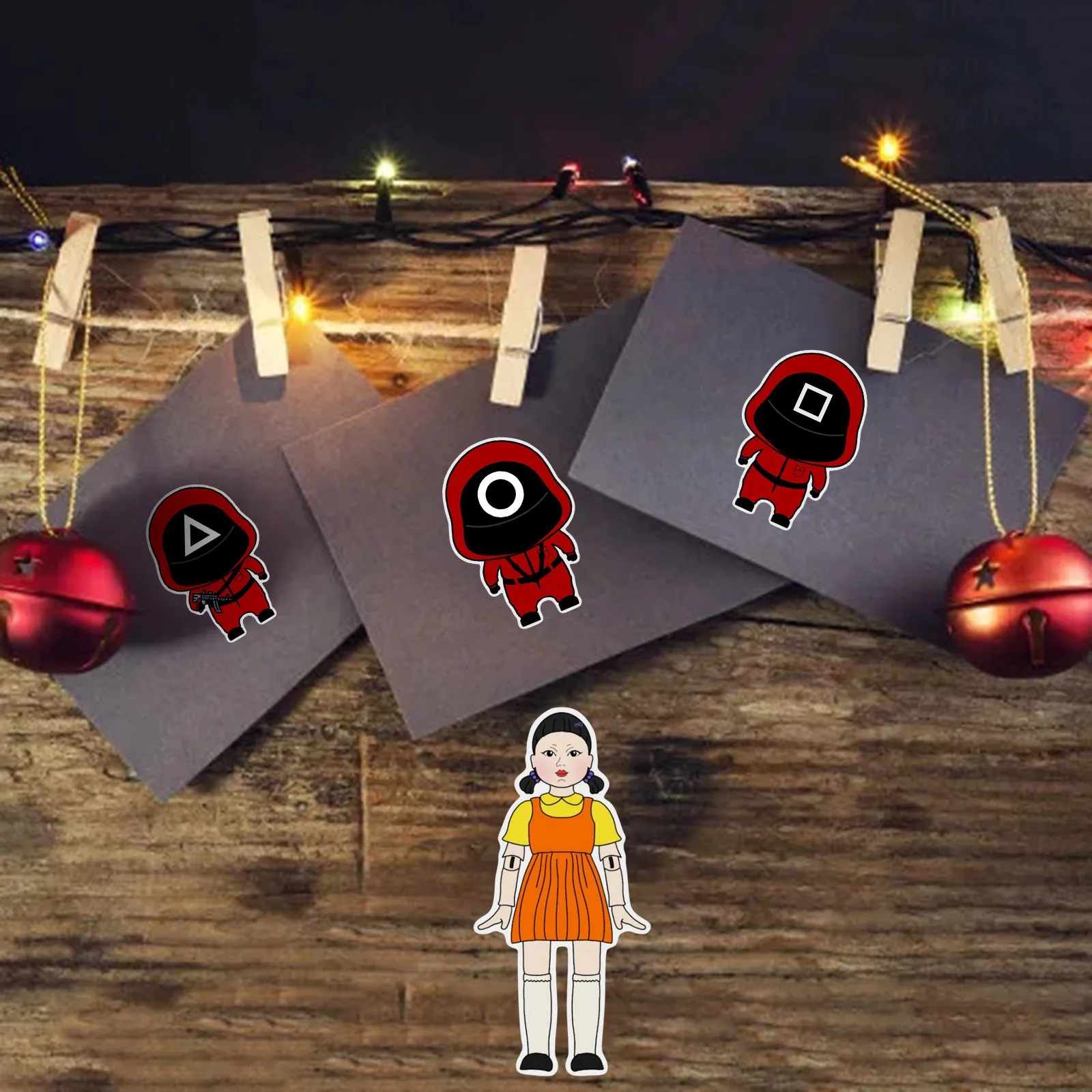 

4pc Squid Game Korean Drama Squid Game Glossy Waterproof Sticker For Laptop, Water-bottle, Journal & More | K-Drama Stickers