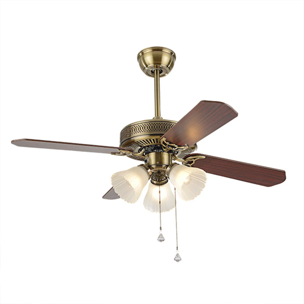 Американский винтажный потолочный вентилятор с лампочками и дистанционным