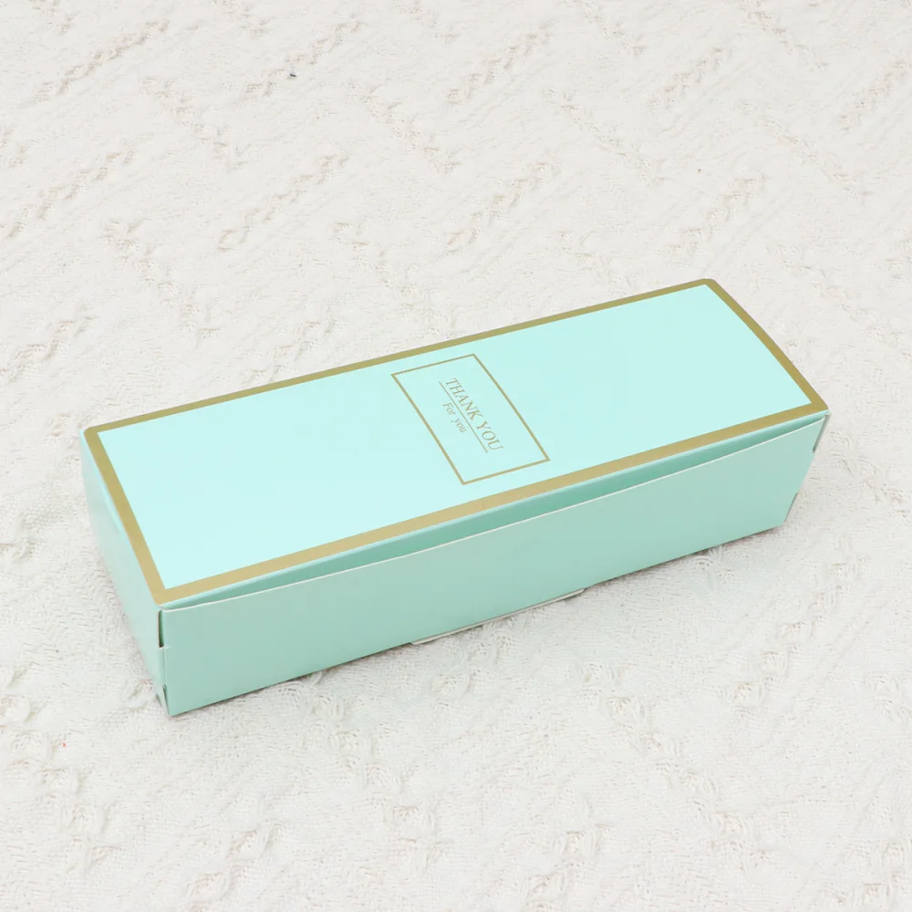 

20pcs Rectangular Biscuit Boxes Paper Cookie Container Baking Packaging Box Party Supplies (Blue with Golden Edge)