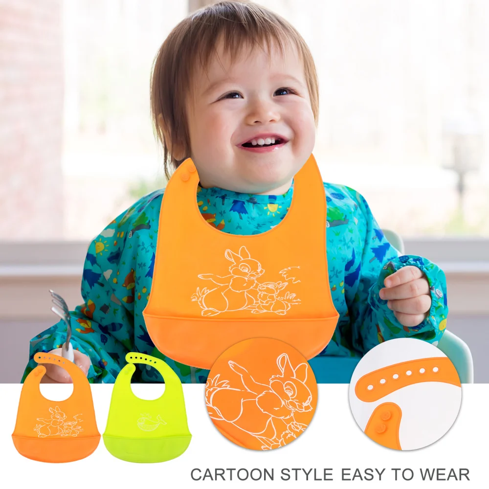 

2Pcs Baby Silicone Bib Toddler Infants Clothing Protector with Crumb Catcher