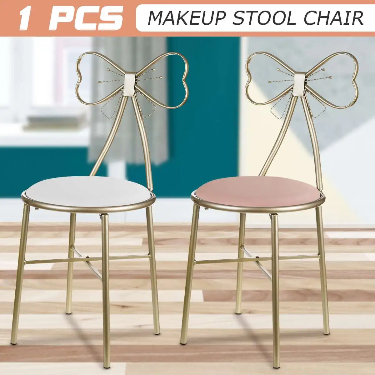 

1pcs Nordic Dressing Table Stool PU Leather/Velvet Chair nail salon stool Makeup Vanity Chair Cafe Bar Butterfly Lounge Chair
