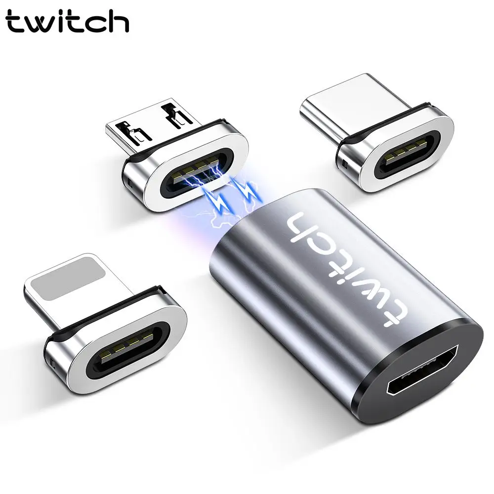 Магнитный адаптер Twitch Micro USB для быстрой зарядки iPhone Xiaomi Samsung женский Тип C iOS