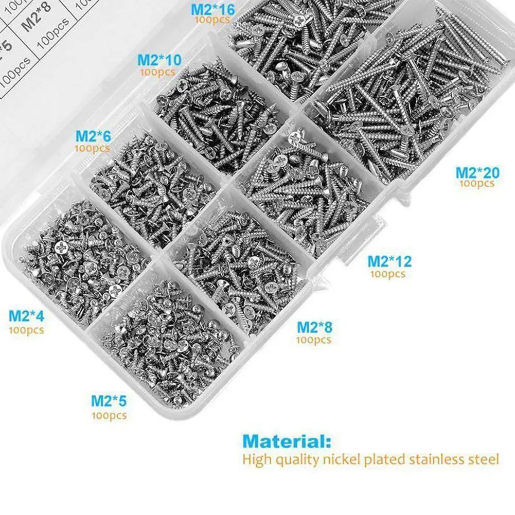 

Metal Stainless Steel Self Tapping Screw Assortment Lock Nut Wood Silver Set Use For Wood Working