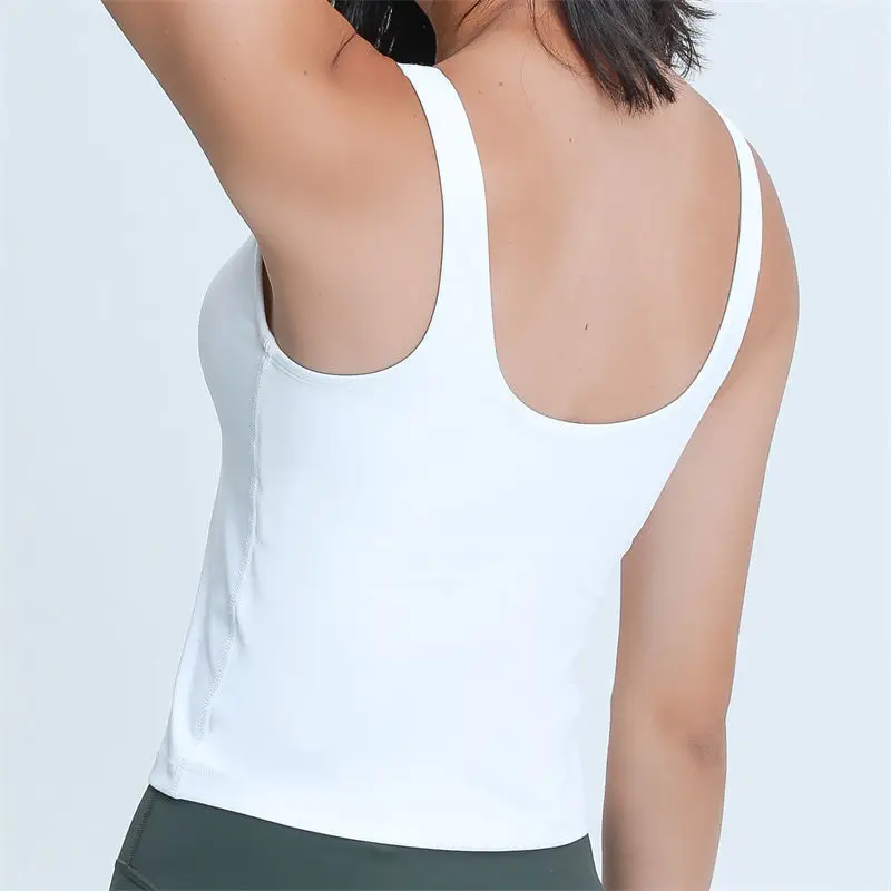 

Women Longline Workout Crop Tank Top with Padded Bra Comfortable Snug Fit Sleeveless Yoga Shirt