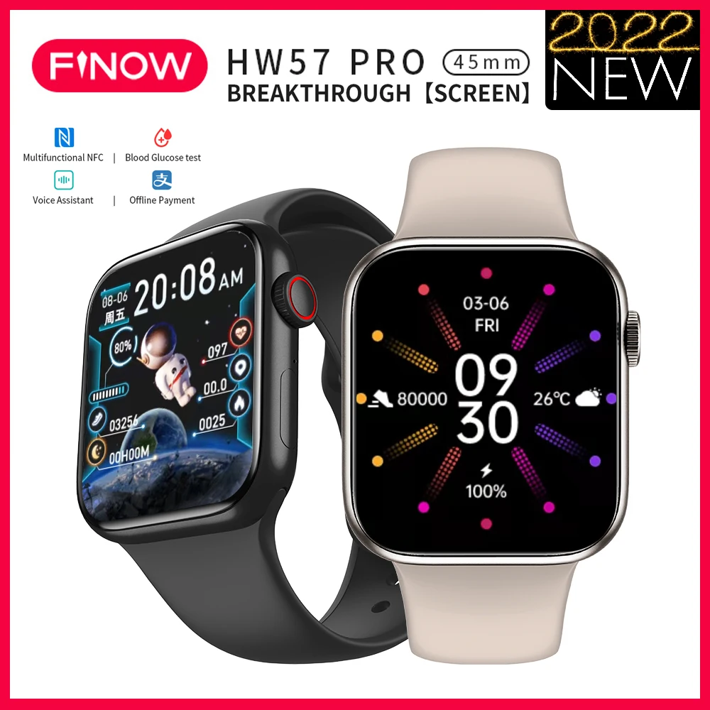 

Умные часы для мужчин и женщин Finow HW57 Pro 2022, Смарт-часы с голосовым и Bluetooth-вызовом, NFC-калькулятор, Android IOS PK GW67 Pro Max