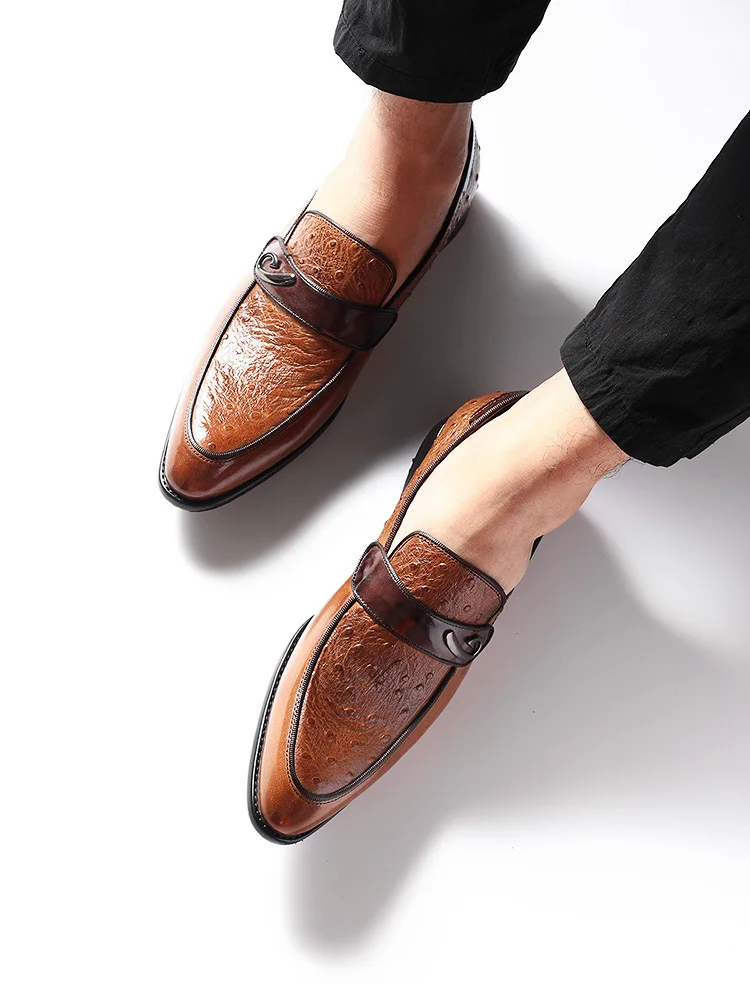 

2020 Summer mens formal shoes genuine leather pointed toe oxford shoes for men black dress wedding slip on luxury leather brog