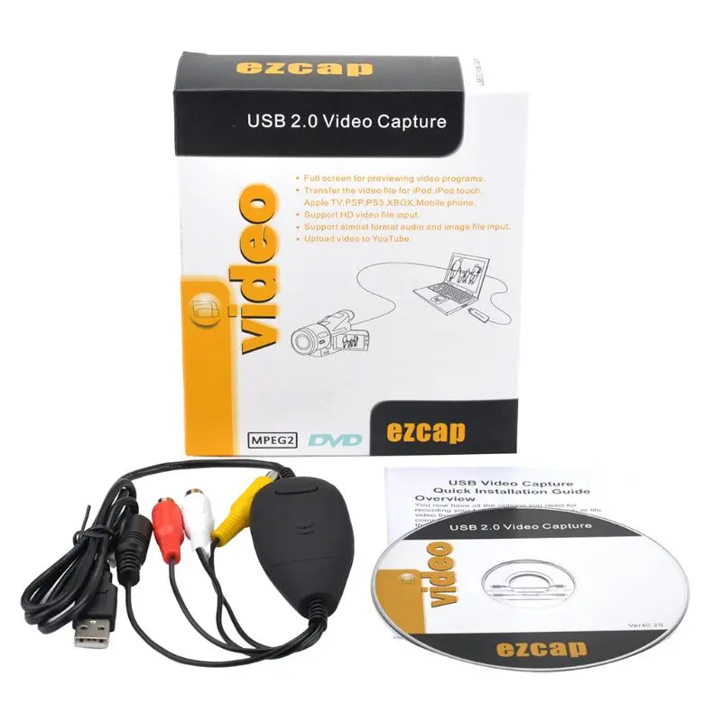 Адаптер Ezcap170 USB 2 0 для видеозахвата V8 Hi8 DVD VHS видеорегистратор конвертер|Карты