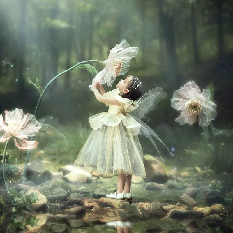 Платье принцессы с цветами для девочек бальное платье подружек невесты