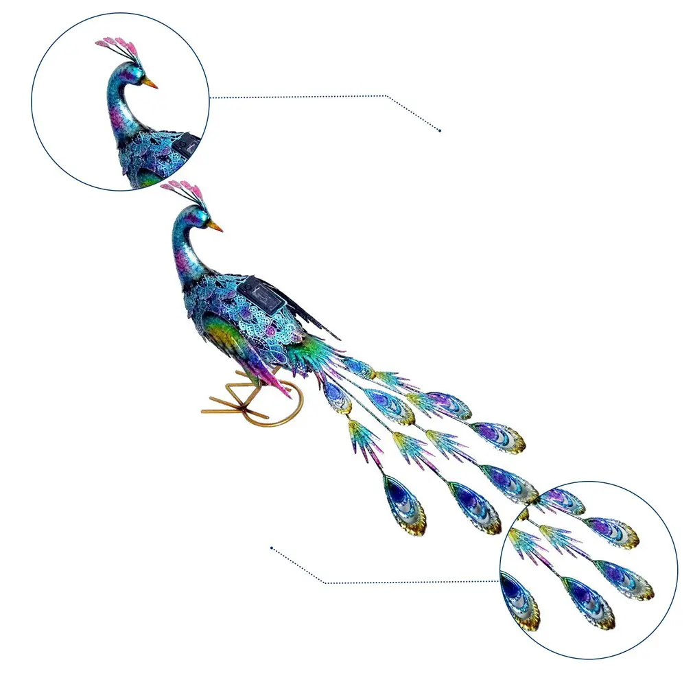 

Solar LED Light Decoration Outdoor Garden Metal Peacock Ornament Backyard Porch Terrace Lawn Decoration Art Sculpture