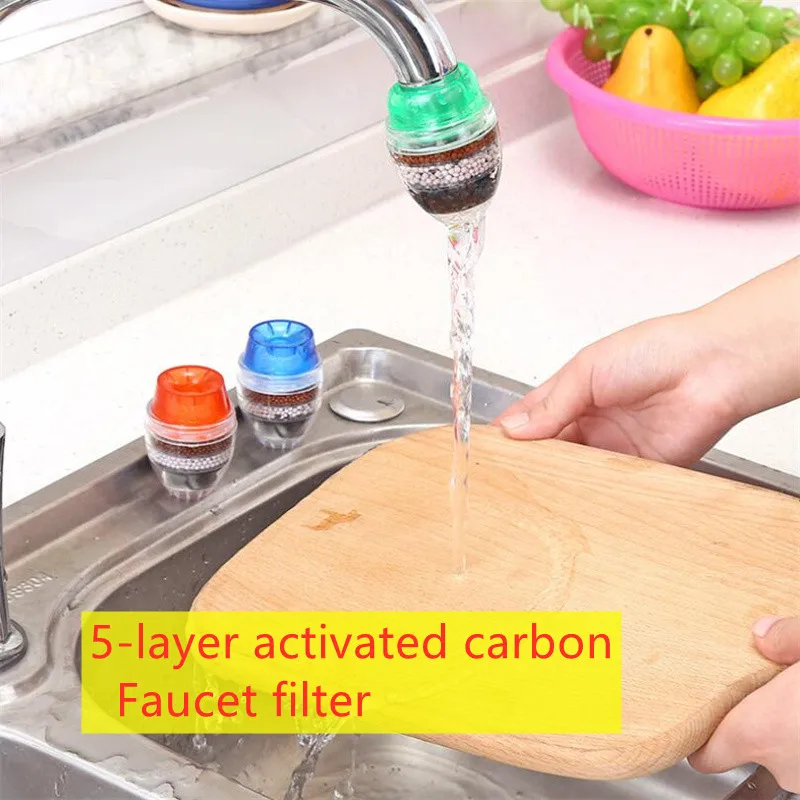 

1Pcs 5 Layers Activated Carbon Water Purifier Kitchen Tap Filter Bathroom Faucet Filter Purification Tool For Home Use Wholesale