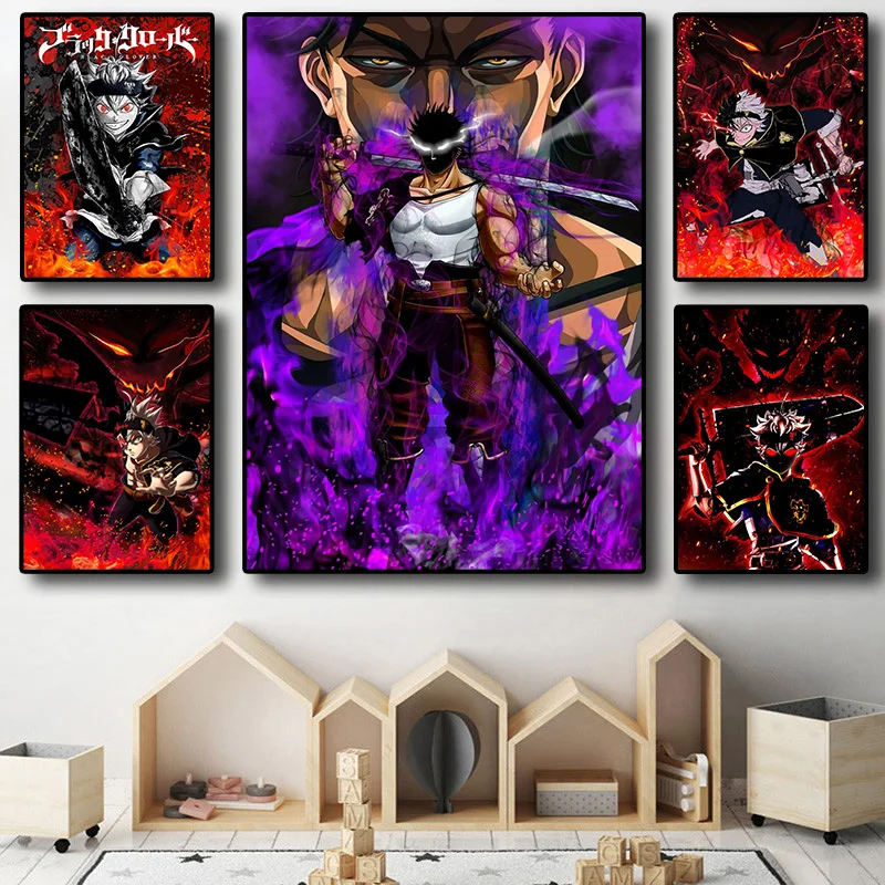 Картина с изображением черного клевера из японского классического аниме