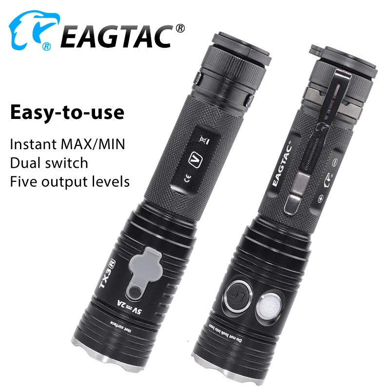 EAGTAC TX3V USB Перезаряжаемый светодиодный фонарик XHP70.2 3550 люмен 21700 включен внешний