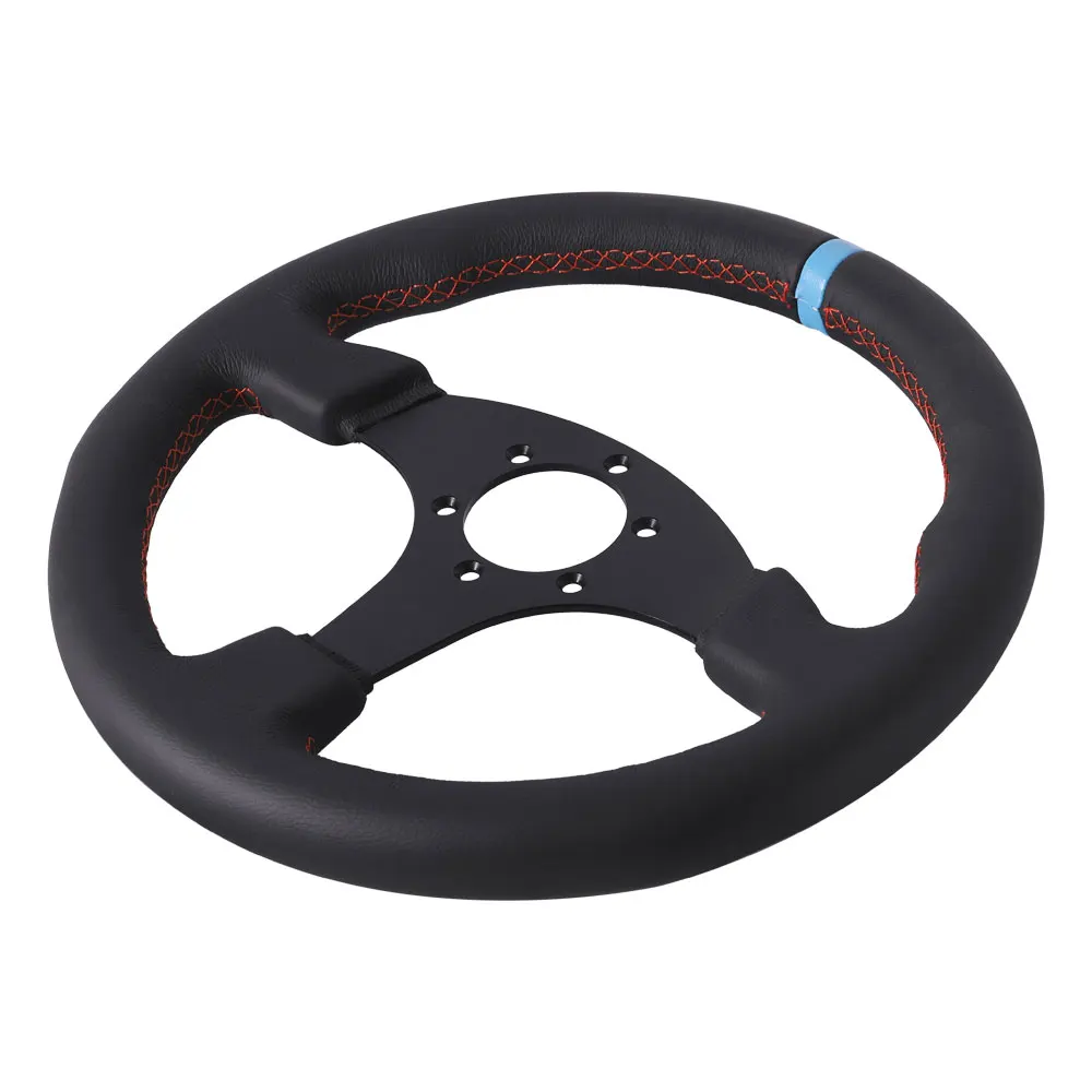 13 дюймов 330 мм гоночное плоское кожаное рулевое колесо для Sim-карт универсальное -