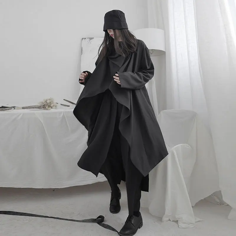 XITAO несимметричный Тренч модный новинка 2020 длинный рукав элегантный Goddess Fan