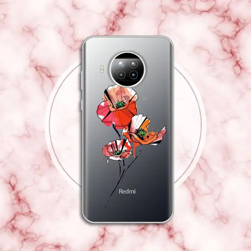 

Watercolor flowers gold leaves Phone Case Transparent for xiaomi redmi note 8 9 9s 11 10t lite pro