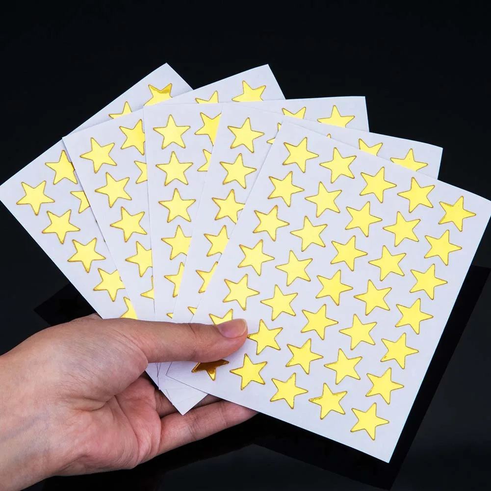

10Pcs/pack Mini Cute Gold Star Decorative Sticker Teacher Label Reward for Children Students Encourage Stickers School Supplies