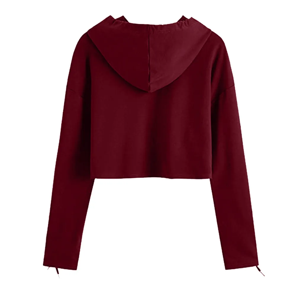 

Casual Women Hoodies Streetwear Long Sleeve Hooded Sweatshirts Fashion Female Slim Crop Pullovers Tops Sudadera Dropshipping