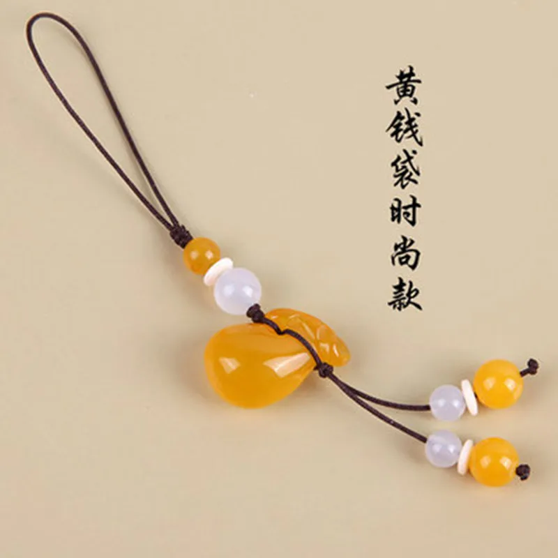 

Lucky bag mobile phone chain pendant Chinese style key ring pendant bag pendant female chalcedony purse lovely phone lanyard