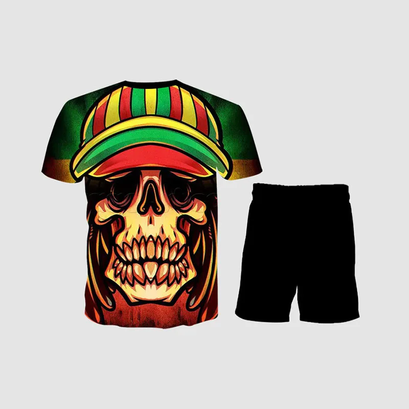 

Summer Hot Sale Men's 3D Suit Printed Short Sleeve T-Shirt + Sports Shorts 2-Piece Set Casual Sportswear Casual T-Shirt Men Top