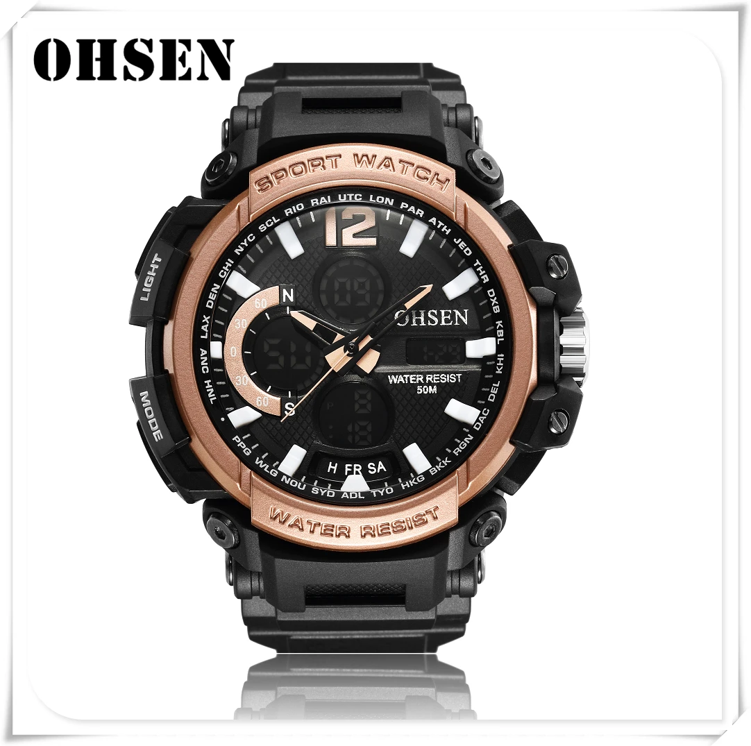 

OHSEN Sport Watch Men Waterproof Clock Male LED Quartz Wrist Watches Men's Top Brand Luxury Dual Digital-watch Relogio Masculino