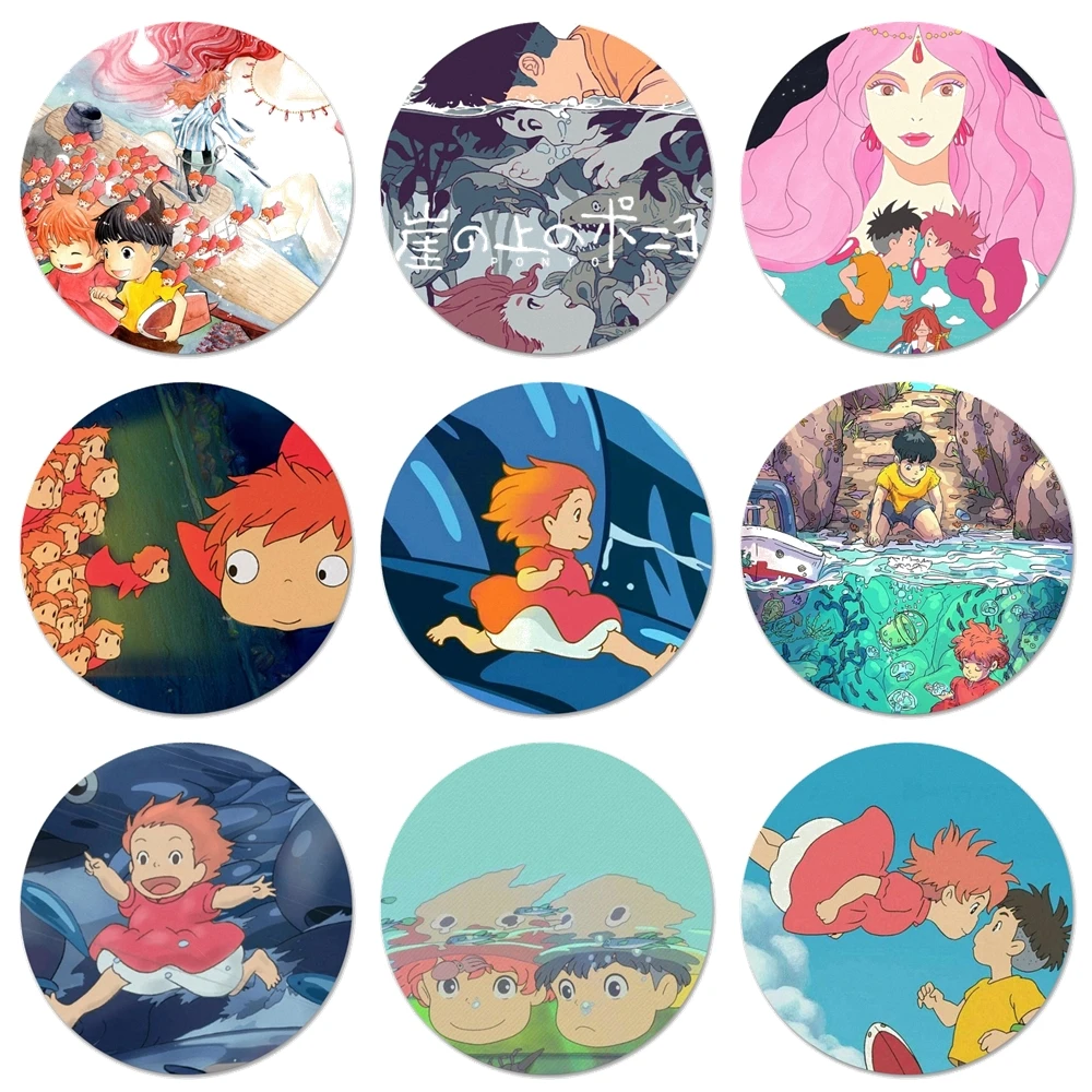 Значки Hayao Miyazaki аниме ponyo на скале 58 мм значки металлические для телефона - купить