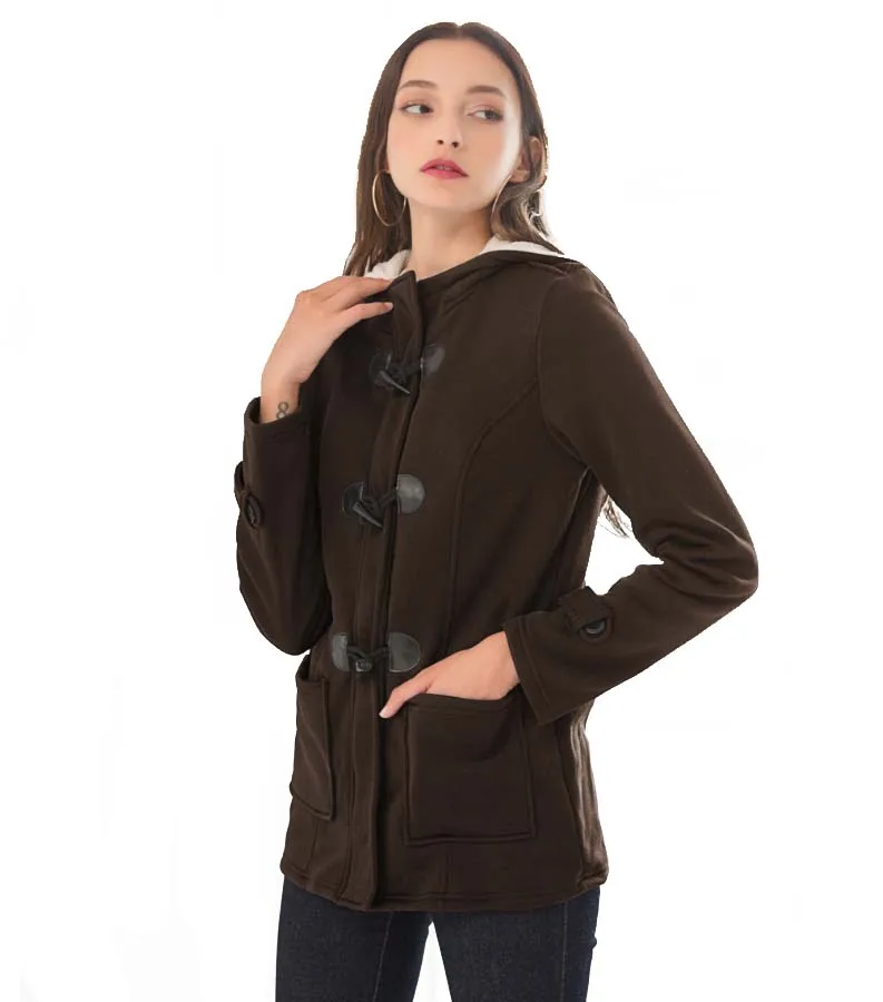 

Women Hoodies Jacket NiceAutumn Winter Plus Size Long Sleeve Duffle Pocket Hooded Coat Female Casual Warm Pockets Jackets