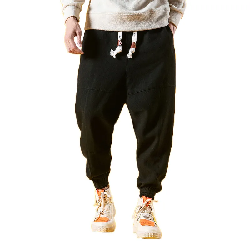 Льняные шаровары для мужчин весна 2020 хип хоп брюки мужские джоггеры широкие Hombre