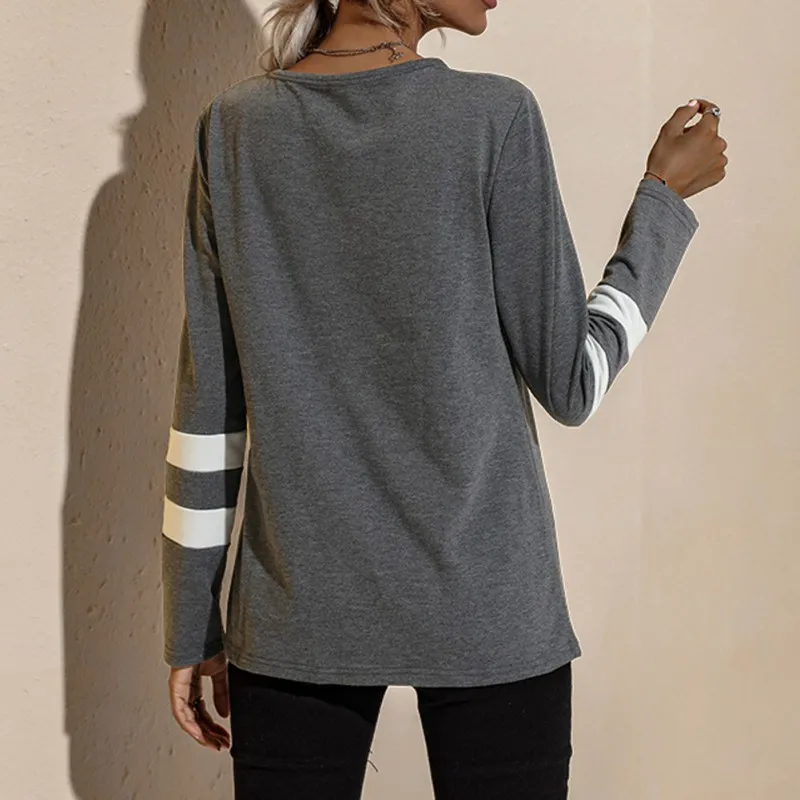 

Fashion Color Striped Knot T-Shirt Female Spring Autumn Casual Top Leader Long Sleeve Head Sweater