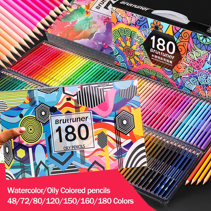 S 48/72/80/120/150/160/180 Colors Oily/watercolor Aquarelle Sketch Drawing Color Pencil