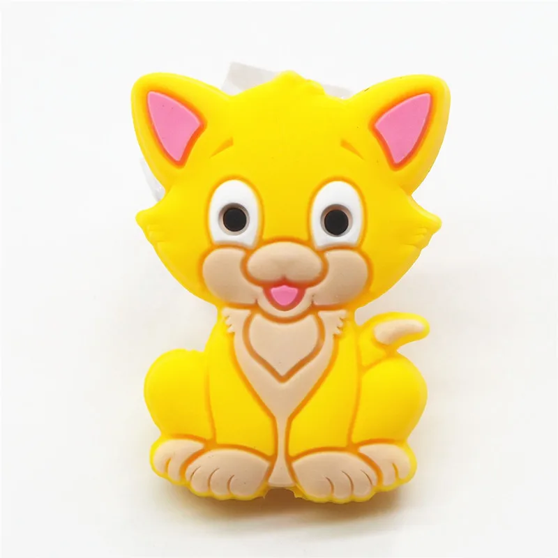 Yellow Chenkai 10 шт. силиконовые грызунок с котом бусины DIY ребенок котенок Животное Мультфильм жевательный успокоитель манекен сенсорные ювелирные изделия игрушки аксессуары - Цвет: Yellow