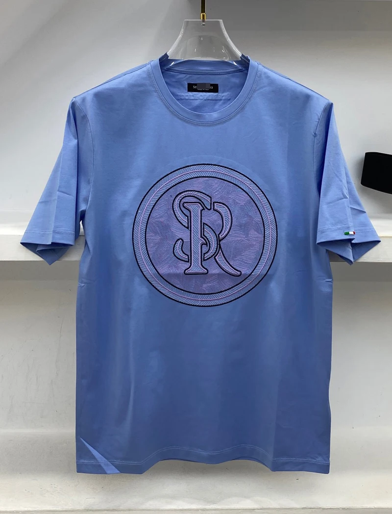 Футболка мужская хлопковая с круглым вырезом модная дышащая тонкая рубашка