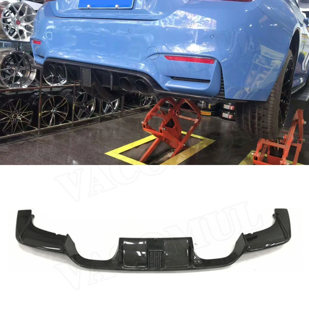

4 Series Carbon Fiber Racing Rear Bumper Lip Diffuser For BMW F80 M3 F82 F83 M4 2014 - 2017 With LED Light FRP Bumper