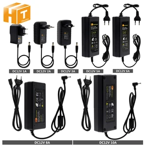 Адаптер 12 В постоянного тока, AC100-240V трансформаторов освещения, выход 12 В, 1 А, 2 А, 3 А, 5 А, 6 А, 8 А, 10 А, вилка ЕвропаСША, источник питания для светодиодной ленты