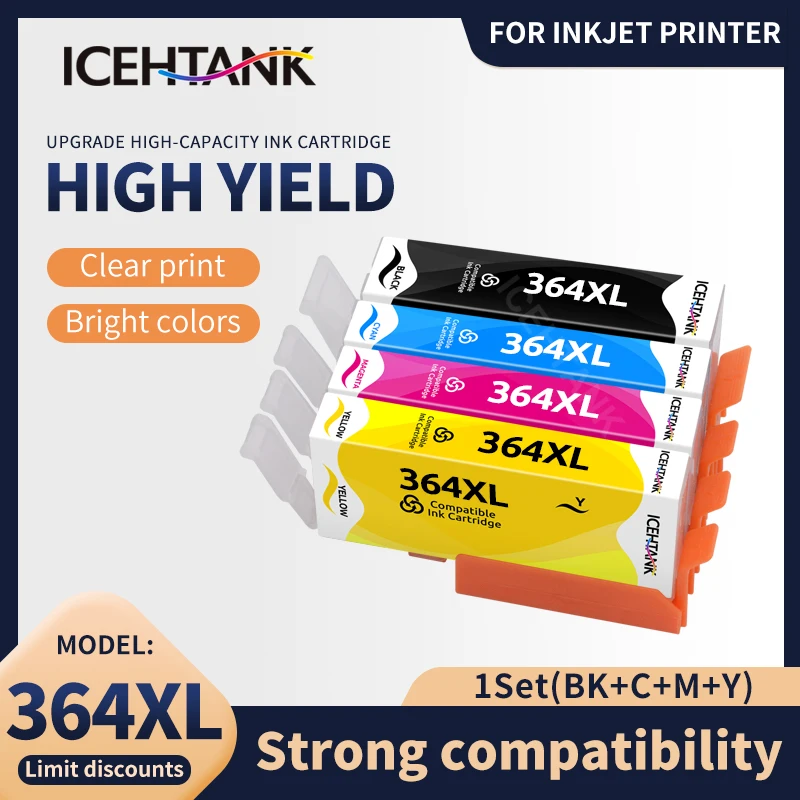 Картридж с черными чернилами Icehtank 1BK совместимый 364XL 364 XL для HP Photosmart 6525 7510 7515 7520 B010a