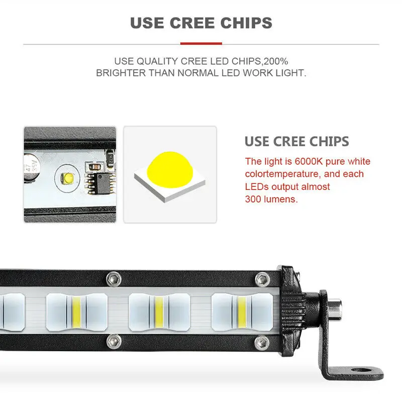 

Replacement LED Work Light Slim 18W 6D 7inch Bar Offroad SUV 6000K White