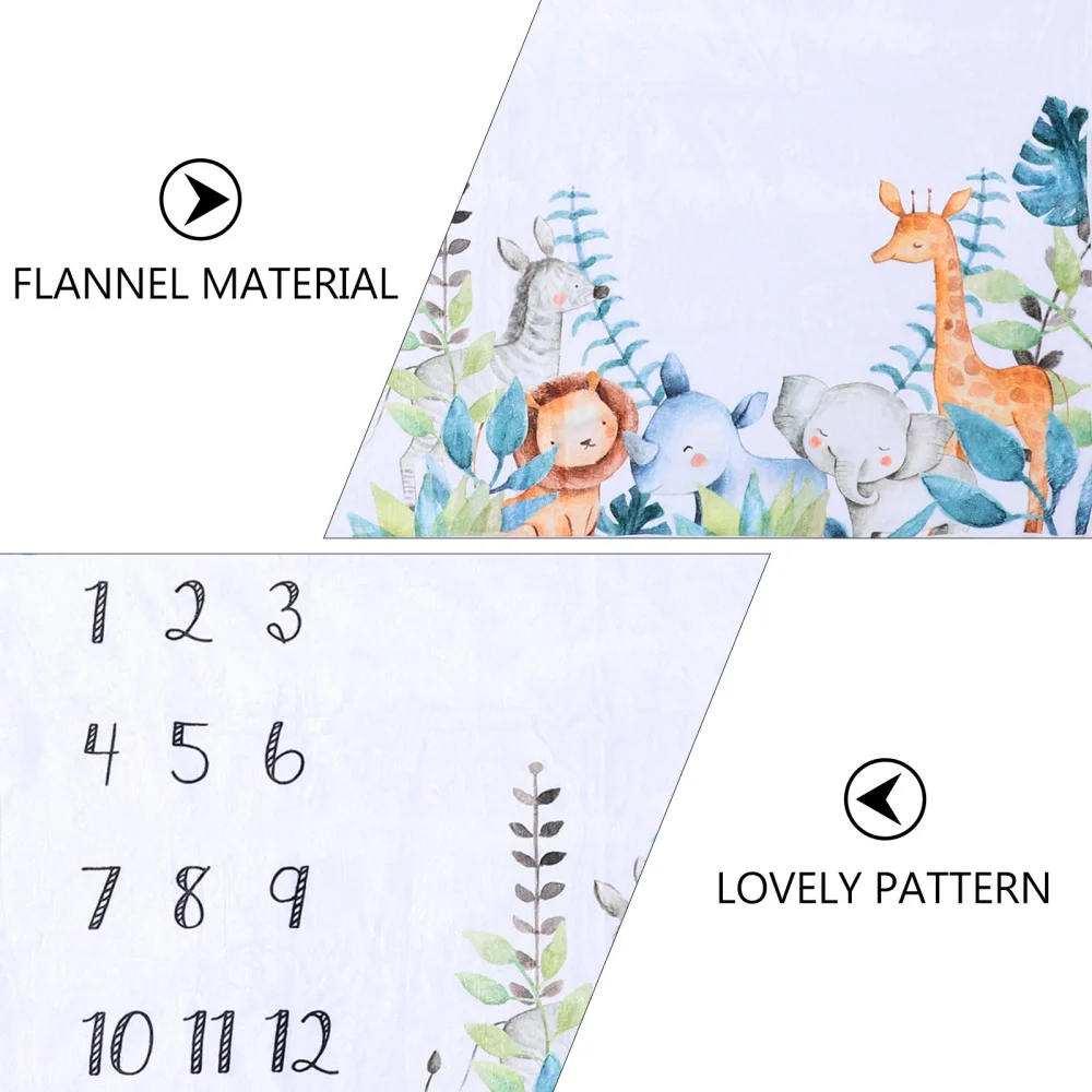 

Baby Monthly Milestone Blanket Animal Flannel Blanket Souvenir Photo Backdrop