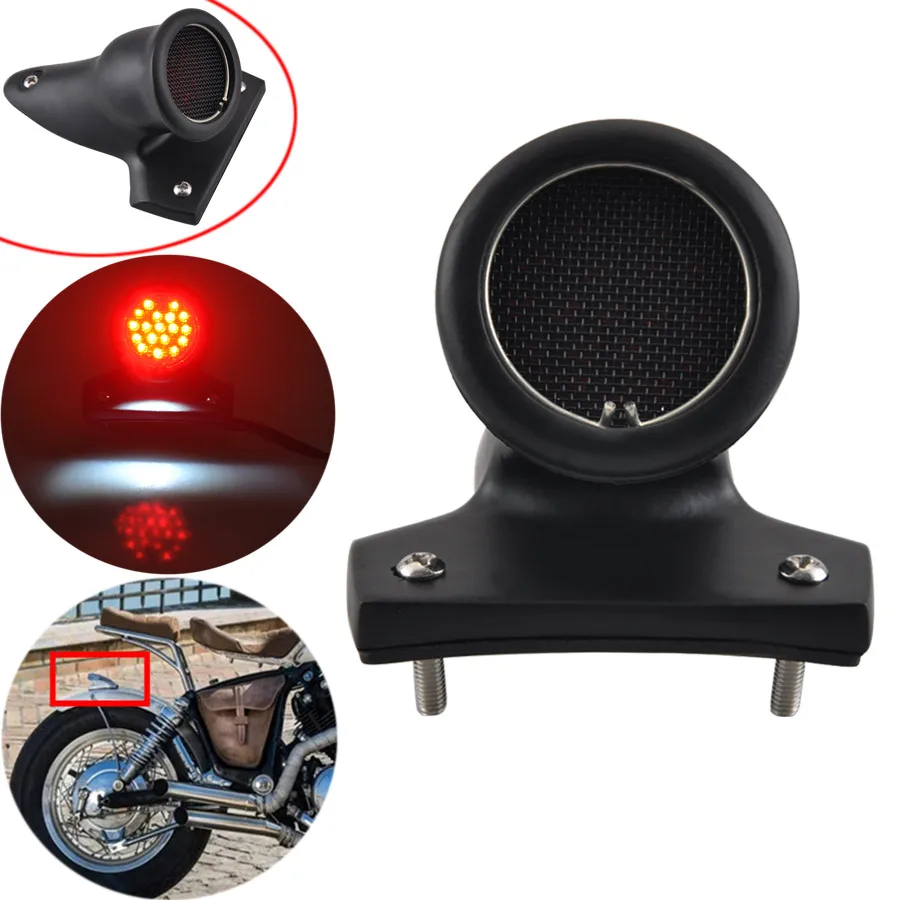 

Black Retro 12V Motorcycle Grill Brake Stop Tail Light For Harley Honda Yamaha Ducati Suzuki Scooter Cruiser Chopper Universal