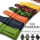 Ремешок силиконовый для Panerai, резиновый сменный Браслет с иглой, камуфляжный, зеленый, синий, черный, красный, 22 мм, 24 мм