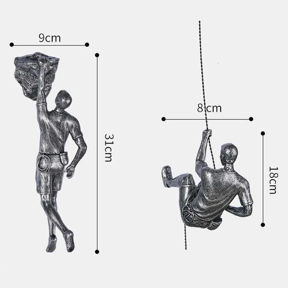 

Retro Rock Climbing Figures Resin Sculpture Craft Wall Decorations Pendant Wall Statue Living Room Wall Decorative Sportsman