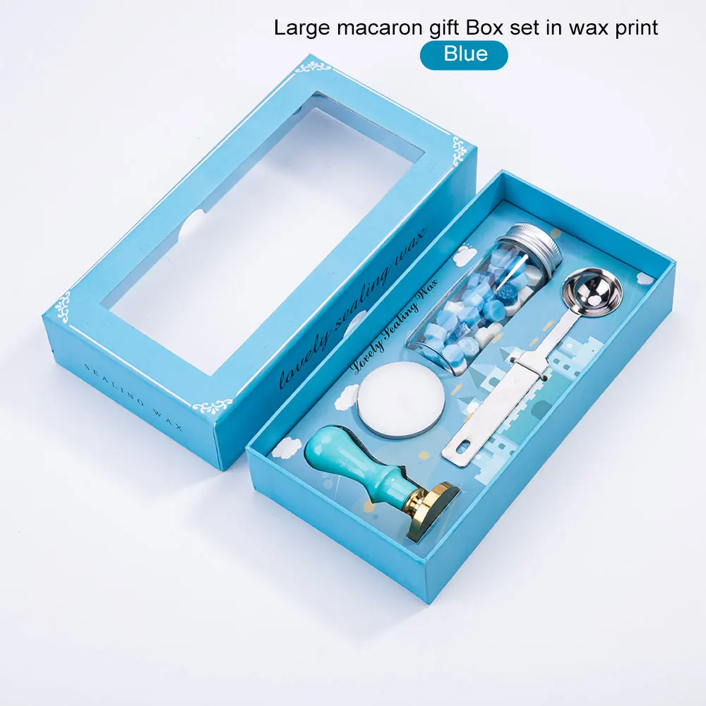 

Creative Stamps Envelope Wax Seal Colourful DIY Box Kit Detachable Stamp Scepter Set Sellos Sealing Beads Wedding Packaging Gift