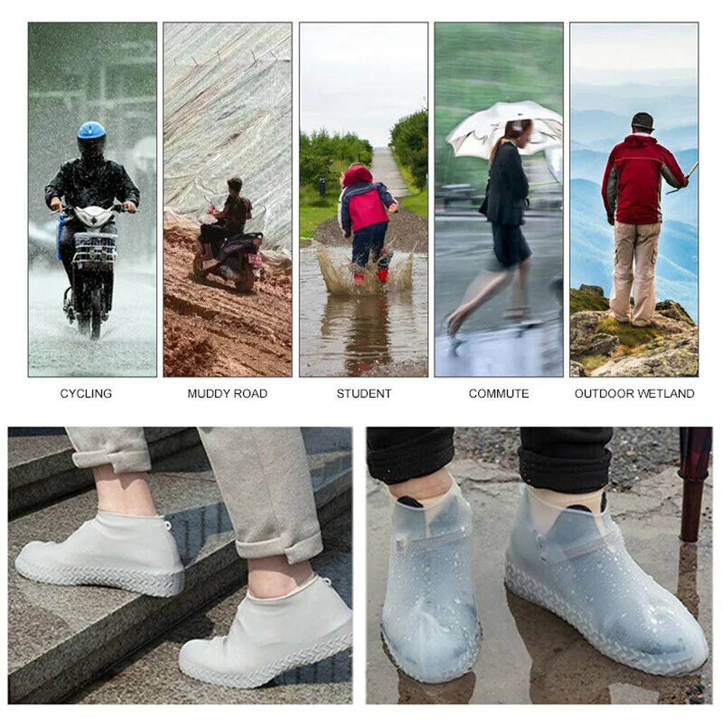 

1 Pair Rainny Day Shoes Boots Cover Unisex Reusable Non-slip Shoe Cover Pair Waterproof Silicone Rain Shoe Protector Overshoes
