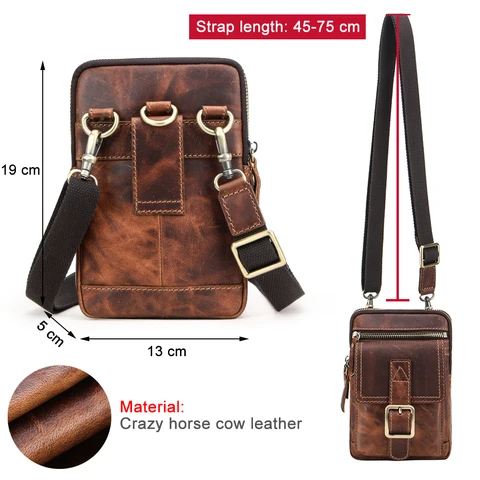 CONTACT'S FAMILY Crazy horse кожаный мужской чехол для телефона чехол для iphone 16 15 14 Pro поясная сумка мужская сумка через плечо