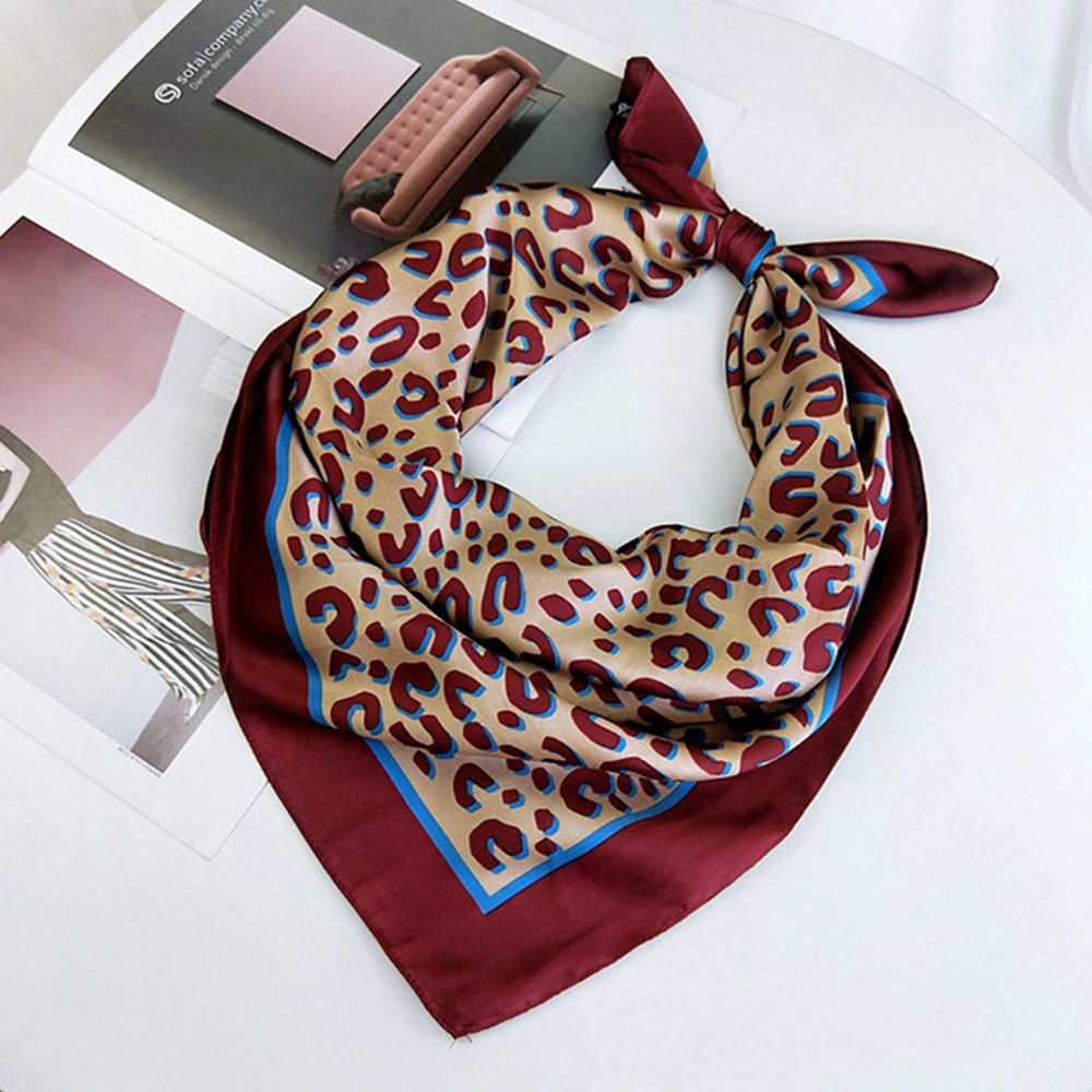 70x70 см Леопардовый женский шелковый шарф квадратной формы с принтом женская