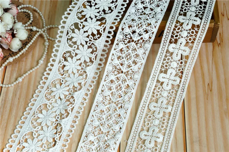 2 ярда хлопок кружево отделка Венеция Off-white Вязание крючком кружева цветочный