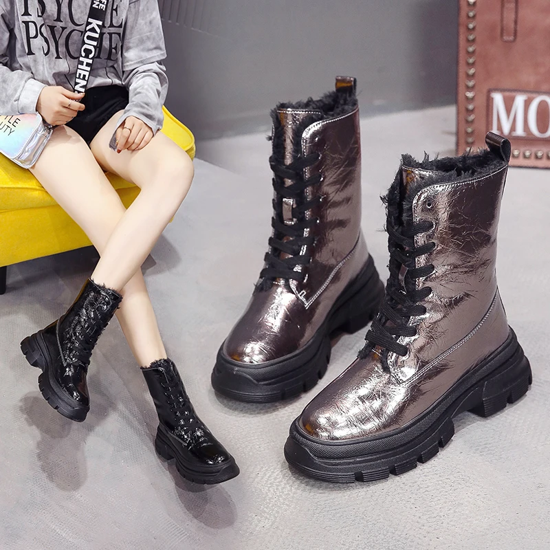 Женские зимние водонепроницаемые кроссовки походная обувь с густым мехом