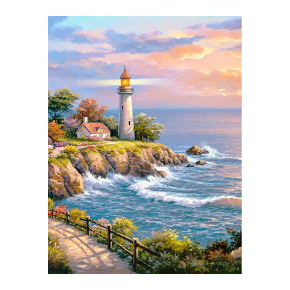 

Coastal Sea Lighthouse Diamond Painting Oil Scenic Round Full Drill Nouveaute DIY Mosaic Embroidery 5D Cross Stitch Home Decor